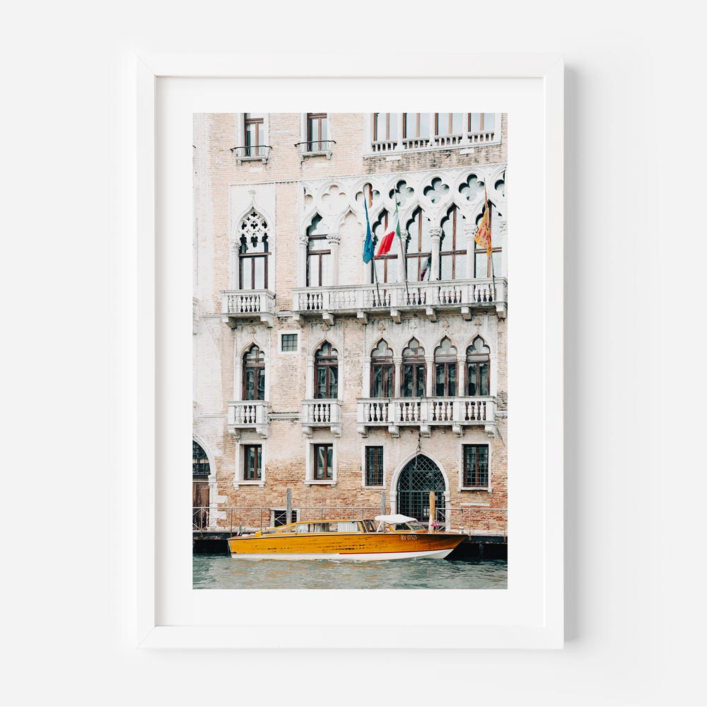 Framed print capturing the charm of Aspettare in Venice, Italy - Perfect for wall art and home decor.