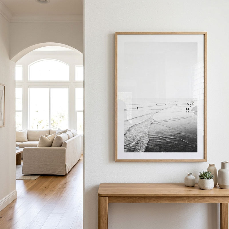BW Newport Beach Walk Art Print