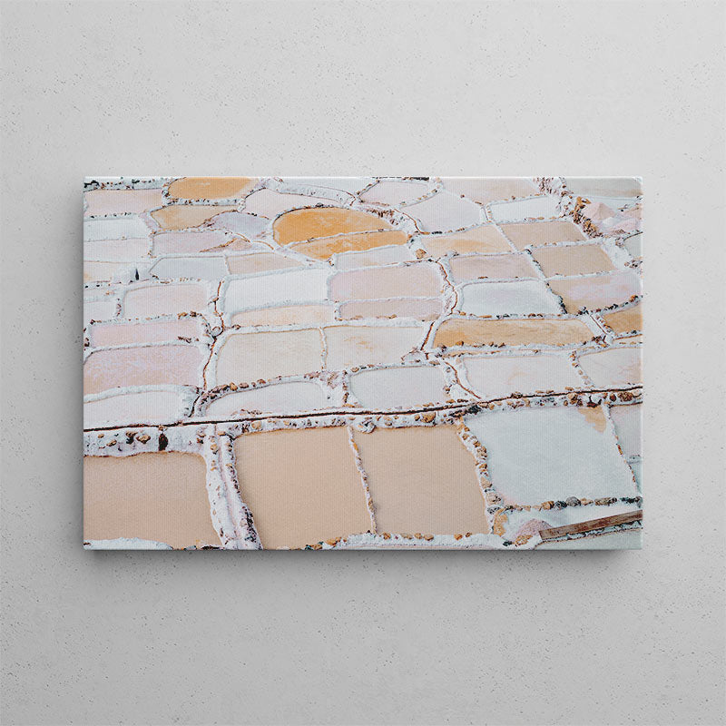 Canvas print with a stone wall pattern on a gray background