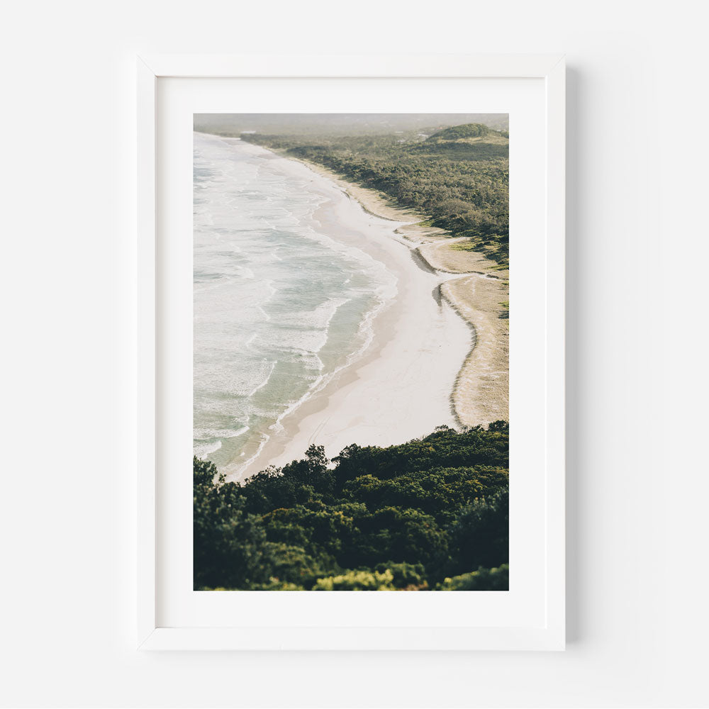 Explore the breathtaking beauty of Cape Byron, Byron Bay, Australia, with this stunning aerial view captured in a captivating canvas print.