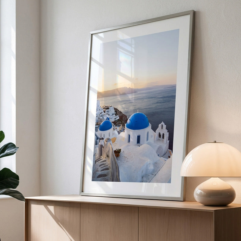 Oia Blue Domes Art Print