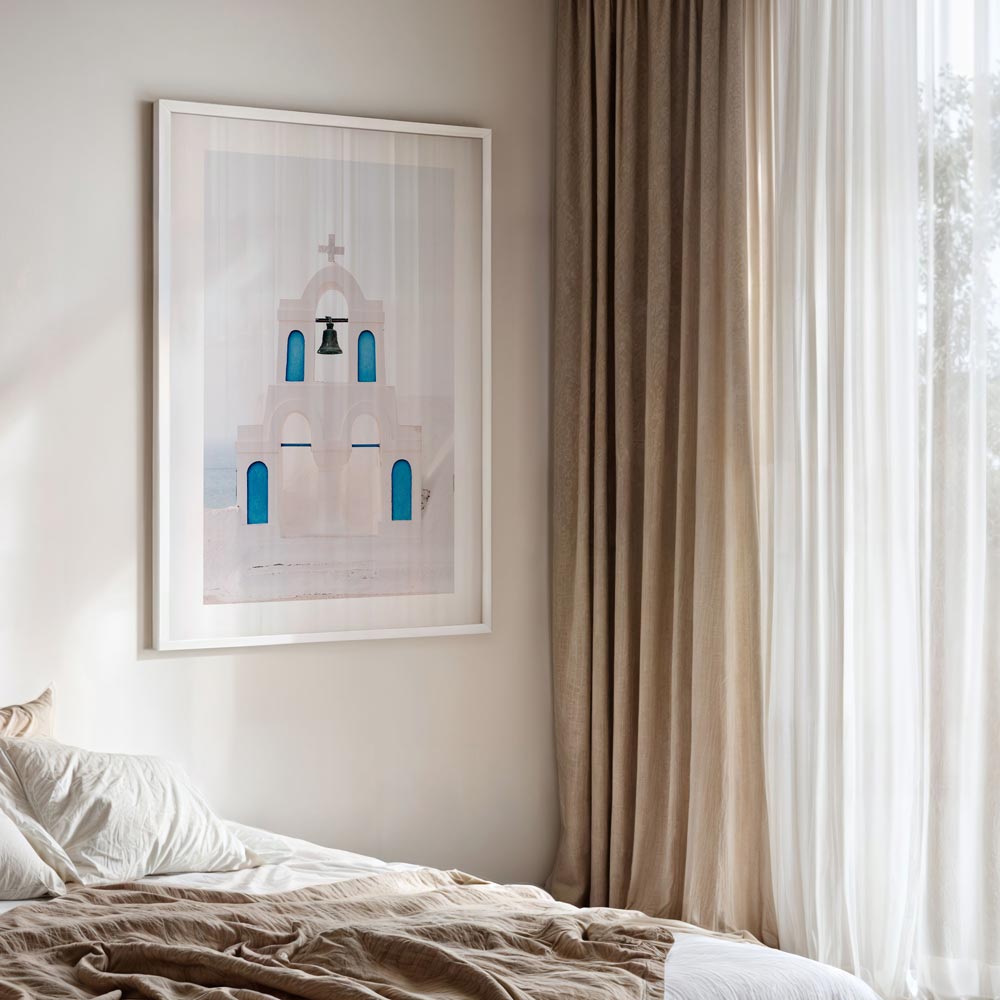 Bell Tower Santorini Art Print