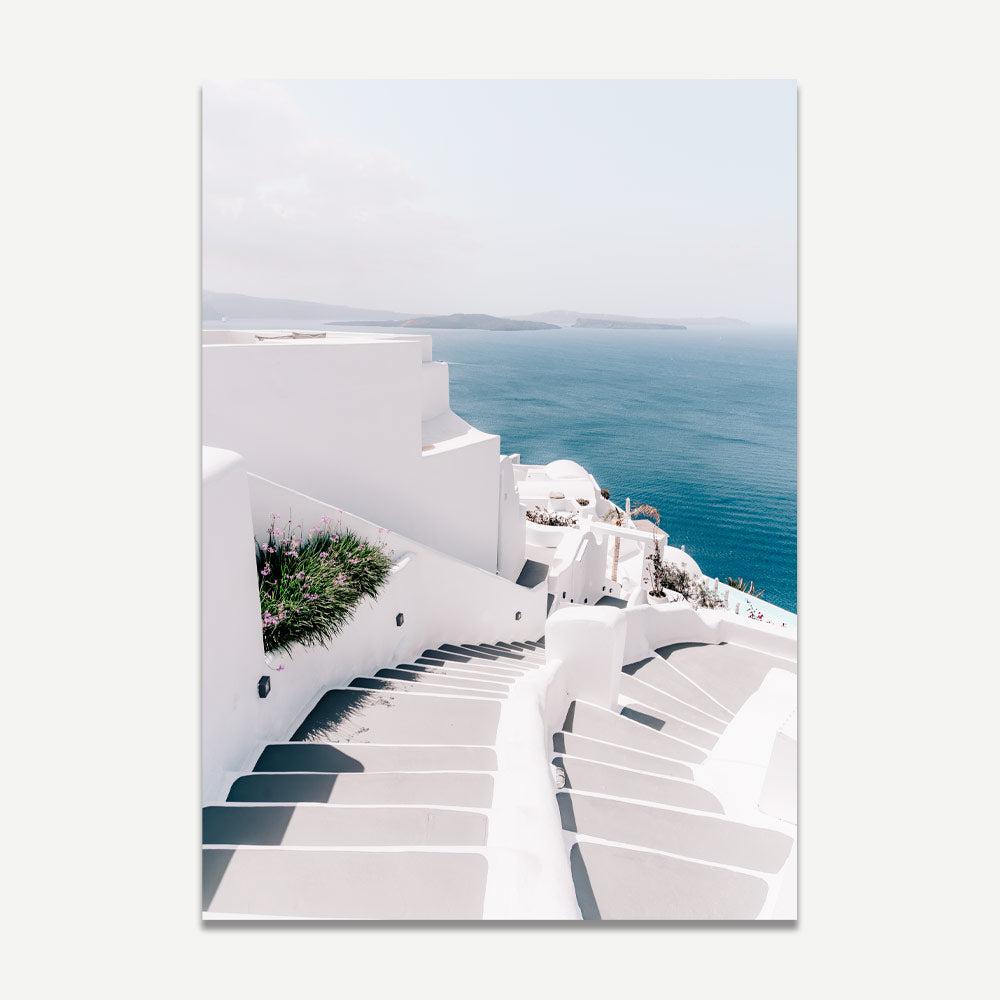 Steps of Serenity Santorini Art Print