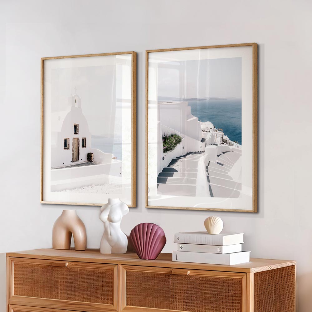 Steps of Serenity Santorini Art Print