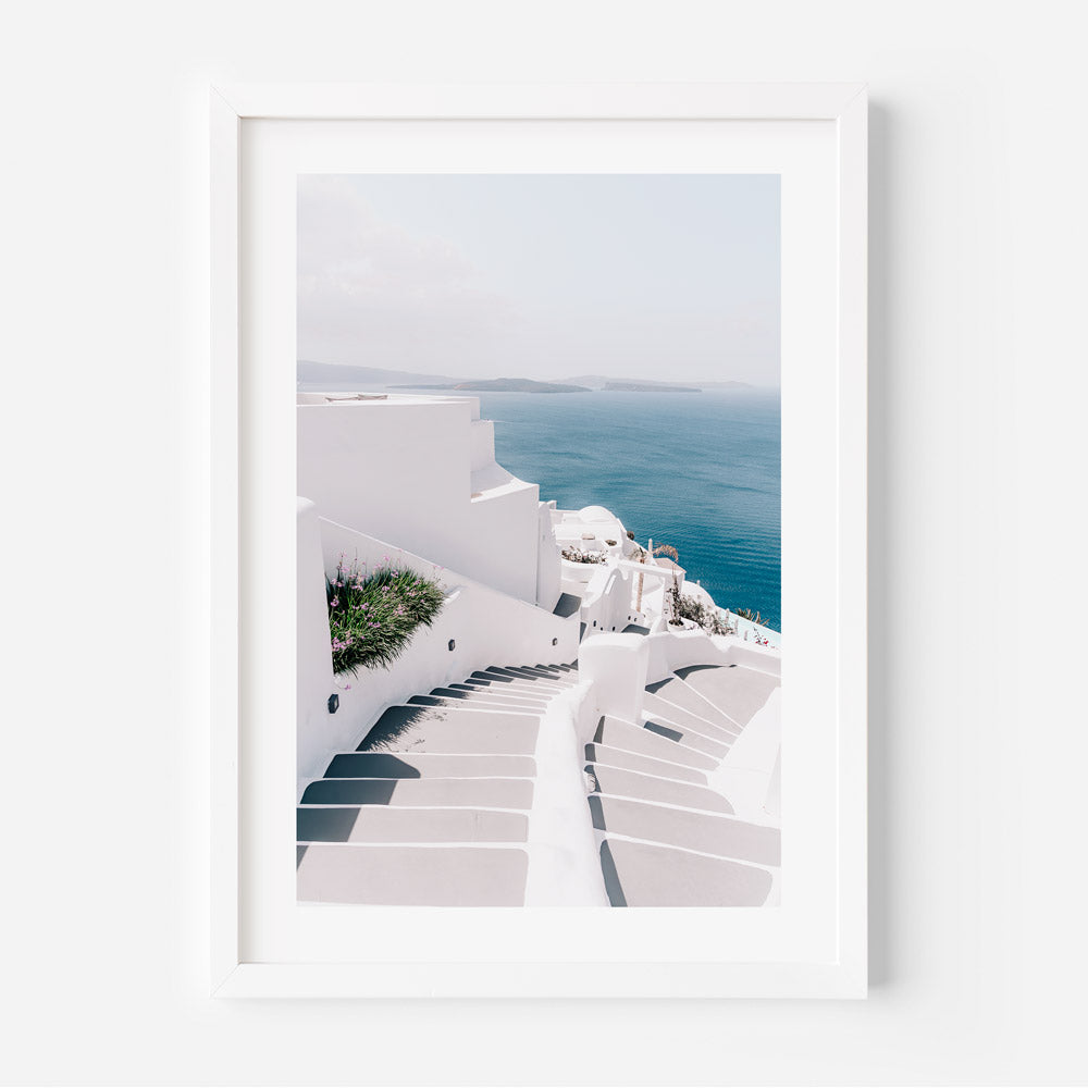 Steps of Serenity Santorini Art Print