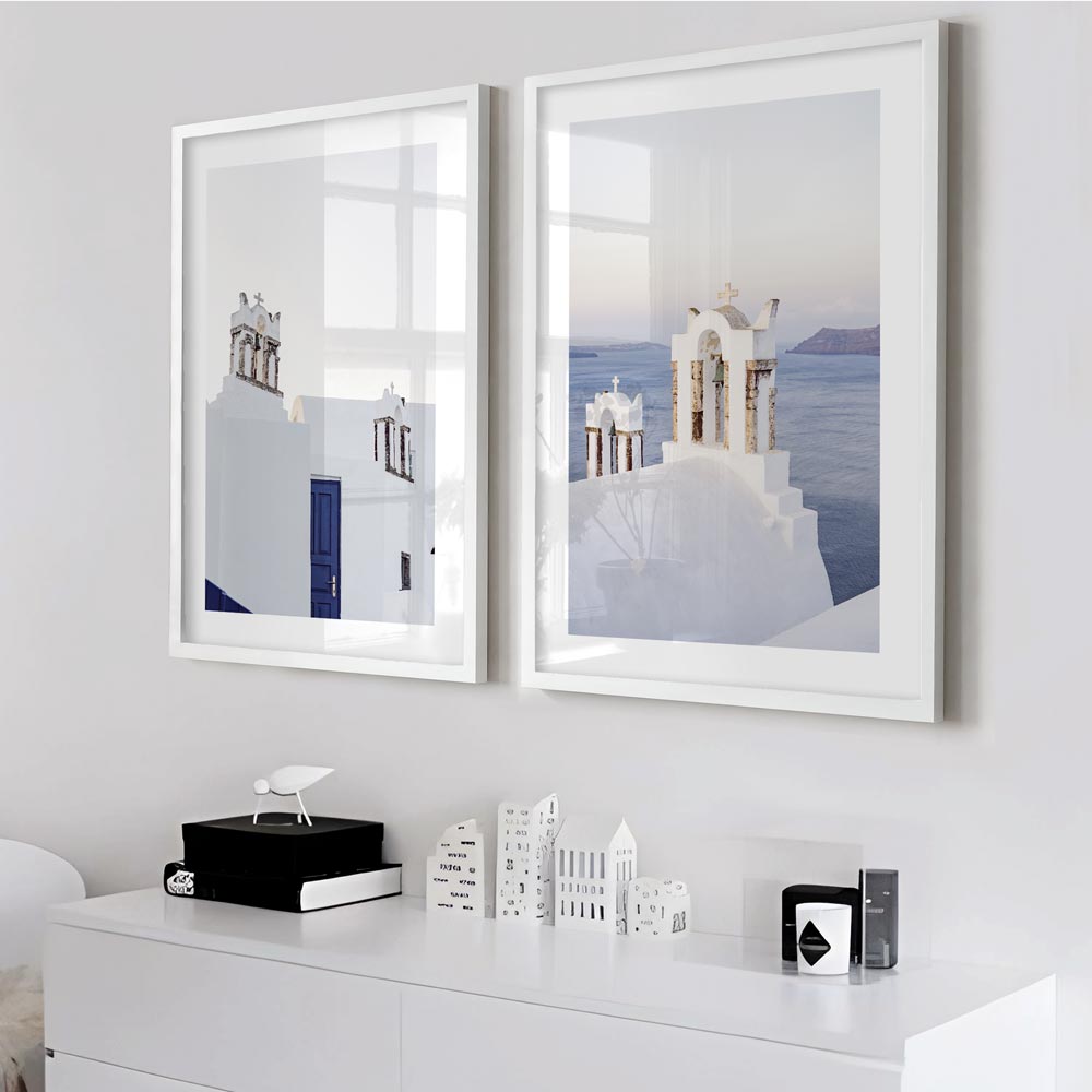 Oia Bell Towers Art Print