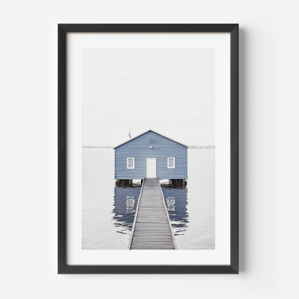 Blue Boat House Art Print