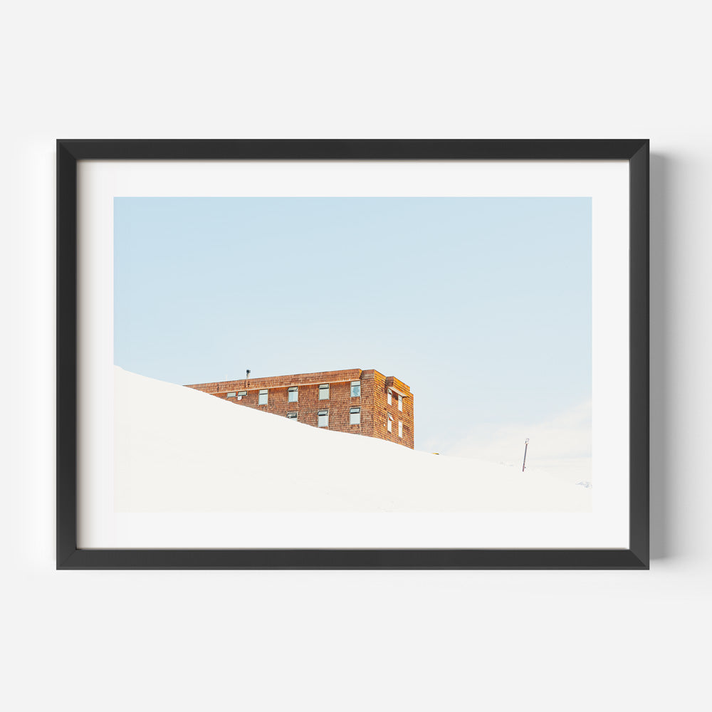 Winter Hotel Scene, Valle Nevado, Santiago, Chile - Chic canvas print for modern decor.