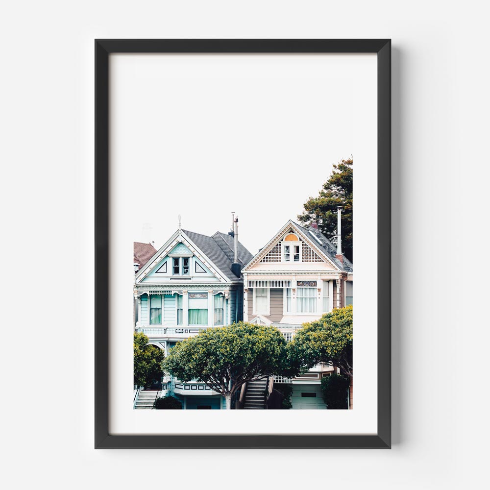 Elegant canvas print of the Painted Ladies, capturing their timeless beauty against the San Francisco skyline.