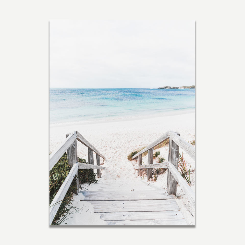 Western Australian Beauty: Wander along the pathway to Parakeet Bay Beach on Rottnest Island, capturing the essence of coastal charm for your living room, bedroom, or lounge decor with modern wall art.