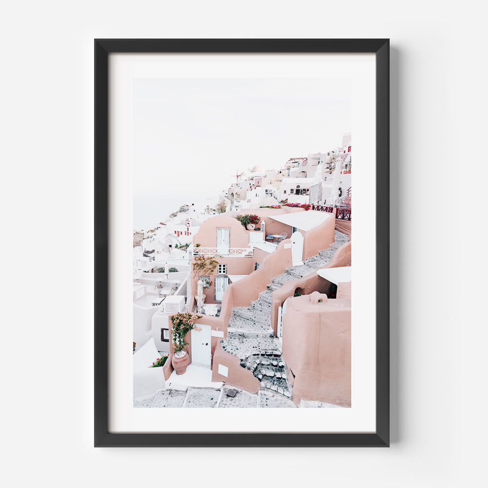 Pastel Perfection Santorini Art Print