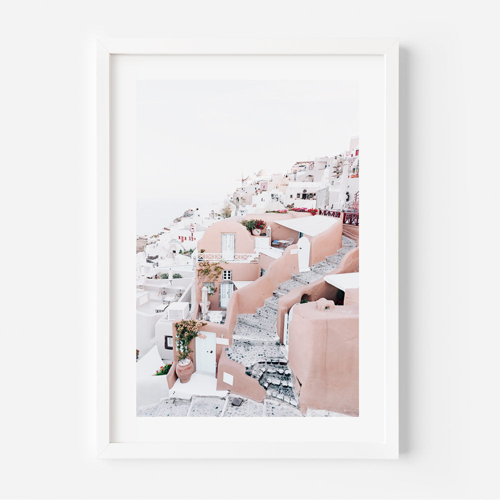 Pastel Perfection Santorini Art Print