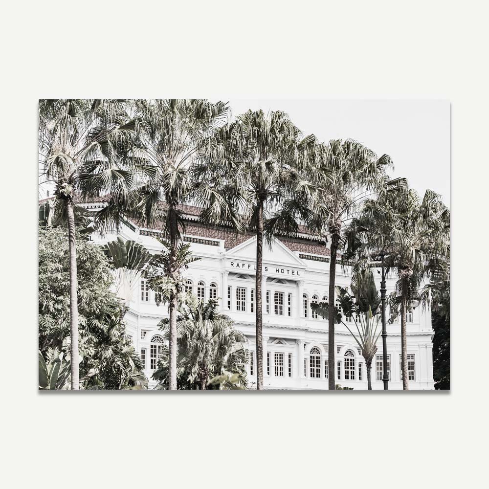 The Raffles Hotel Singapore Art for home decor. Add Colonial Architecture art for any space.