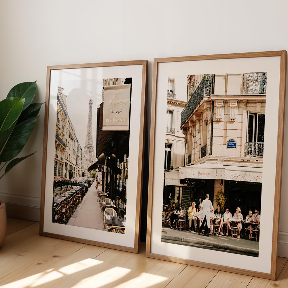Beautiful view of the Eiffel Tower from Rue Saint-Dominique, with classic Parisian architecture in the foreground.