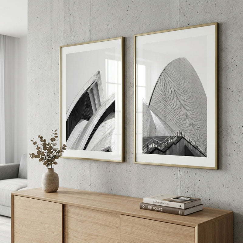 Set of 2 Art Prints - BW Opera House SYD II & Steps to the Opera