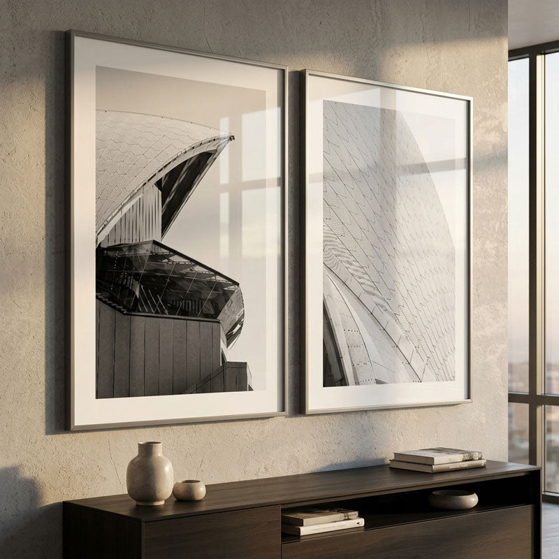 Set of 2 Art Prints - BW Sydney Opera House & BW SOH Sail