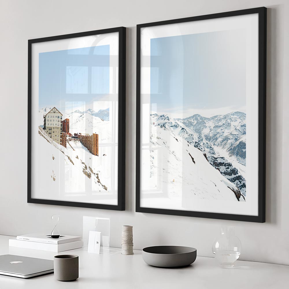 Majestic Snow Valley Landscape, Valle Nevado, Santiago, Chile - Captivating wall art.