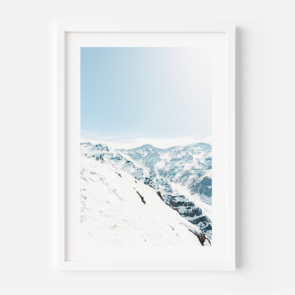 Snow Valley Mountains, Valle Nevado, Santiago, Chile - Elegant canvas print for home decor.