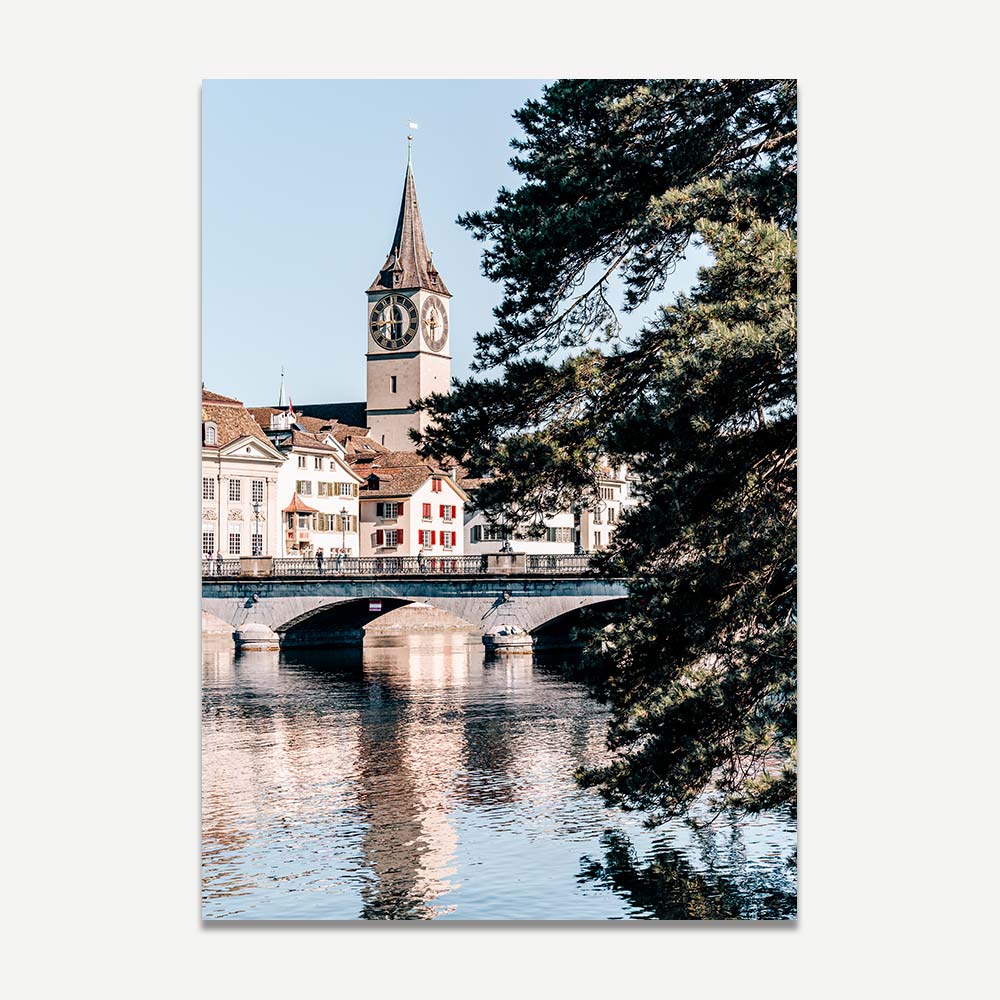 A photo art of St.Peter from the river in Zurich