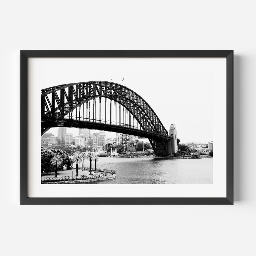 Fine art print of Sydney’s Harbour Bridge and Luna Park, enveloped in mist for a serene and timeless atmosphere.