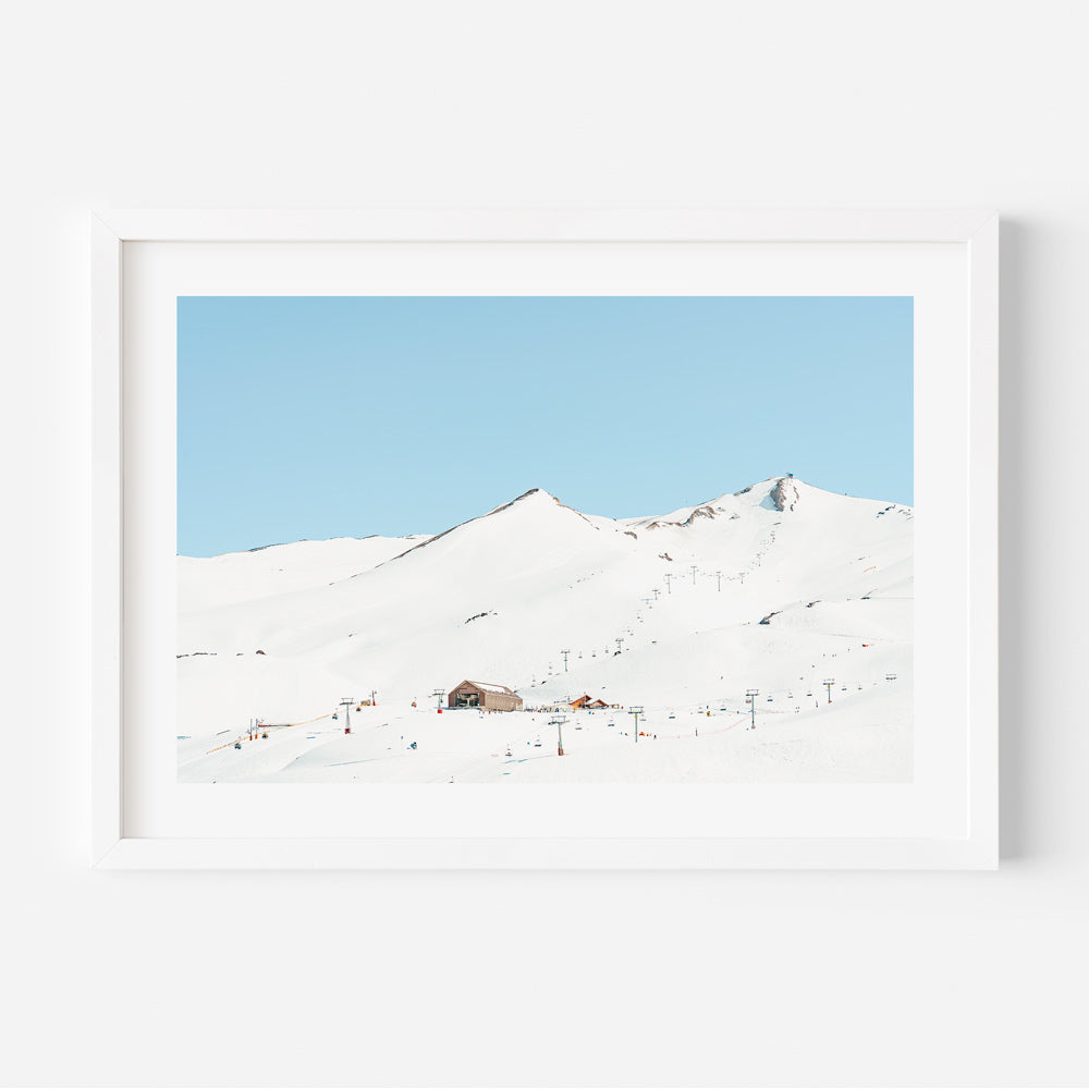 Embrace the snowy splendor of Valle Nevado, Santiago, Chile with this captivating canvas print - perfect for winter-inspired home decor.