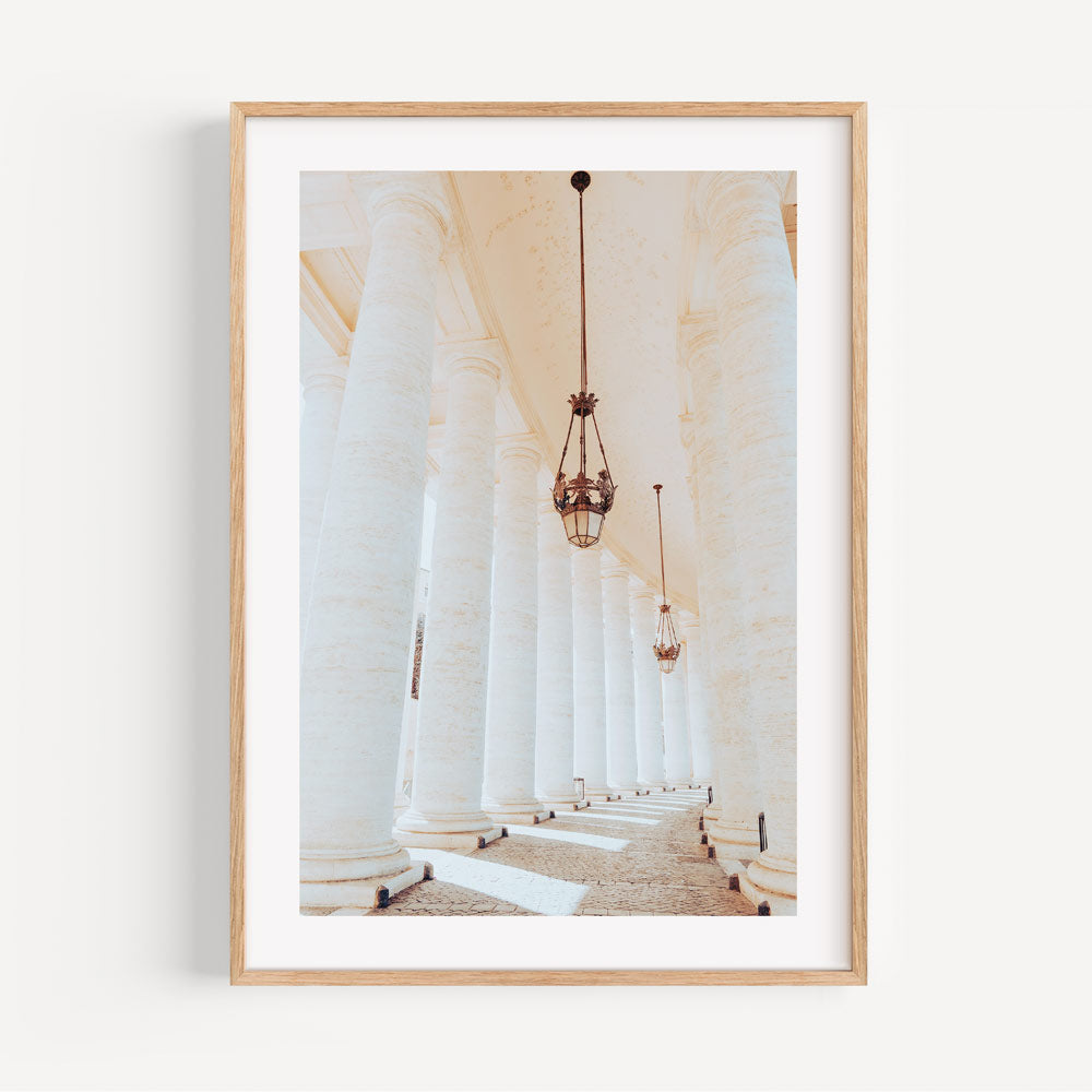 Iconic white Vatican columns stand tall in this breathtaking image - Enhance your space with modern canvas prints.