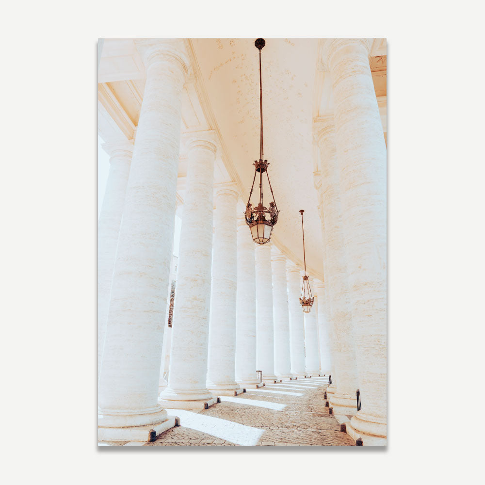 The White Vatican Columns, The Vatican City, Italy: A majestic addition to your home decor, perfect for wall art and fine arts.