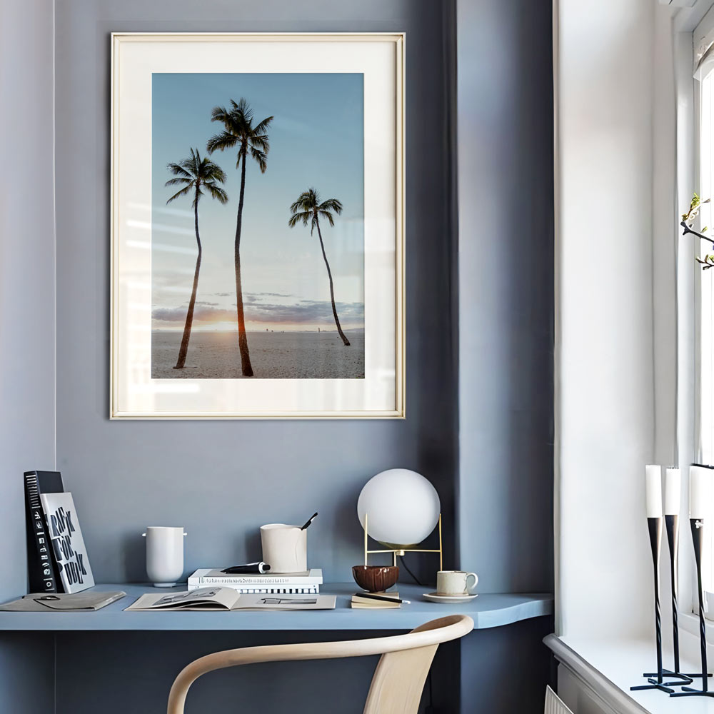 Captivating Palm Trees Waikiki Sunset Photography - Perfect for Modern Wall Art and Canvas Prints.