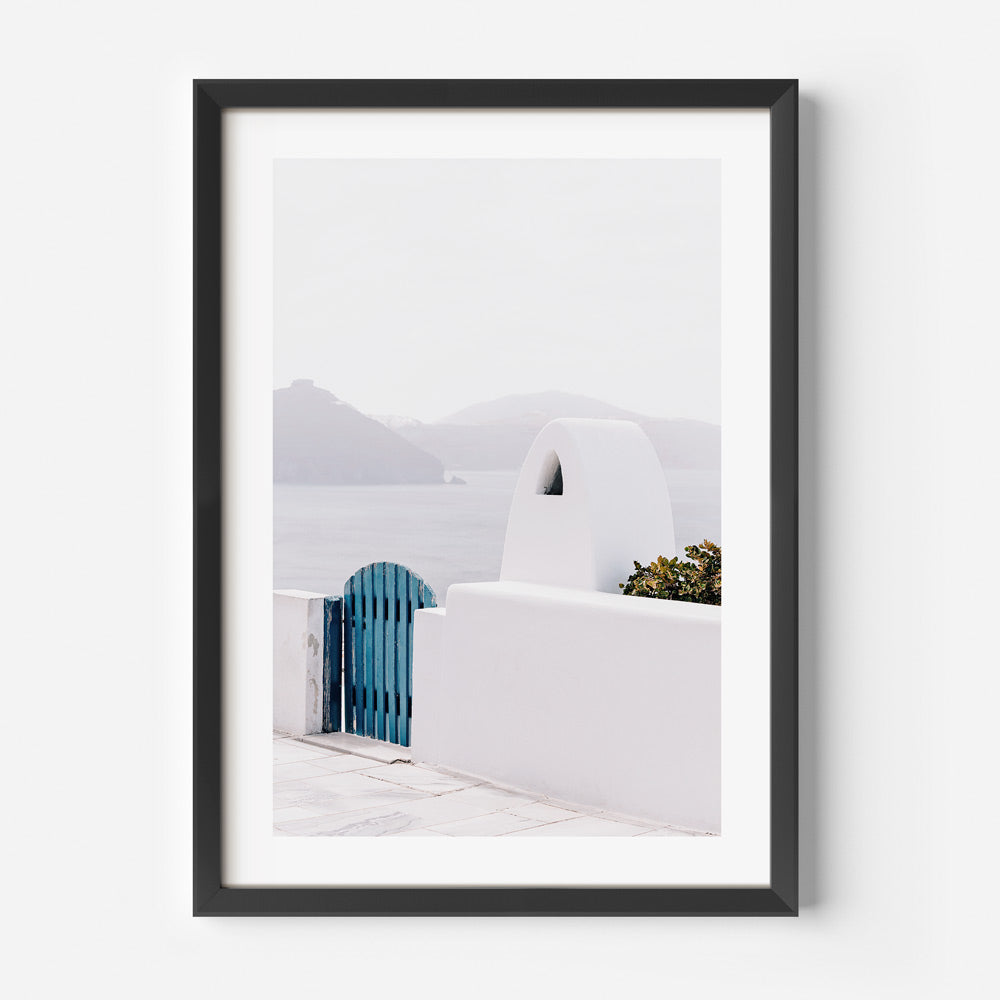 Blue Gate Santorini Art Print