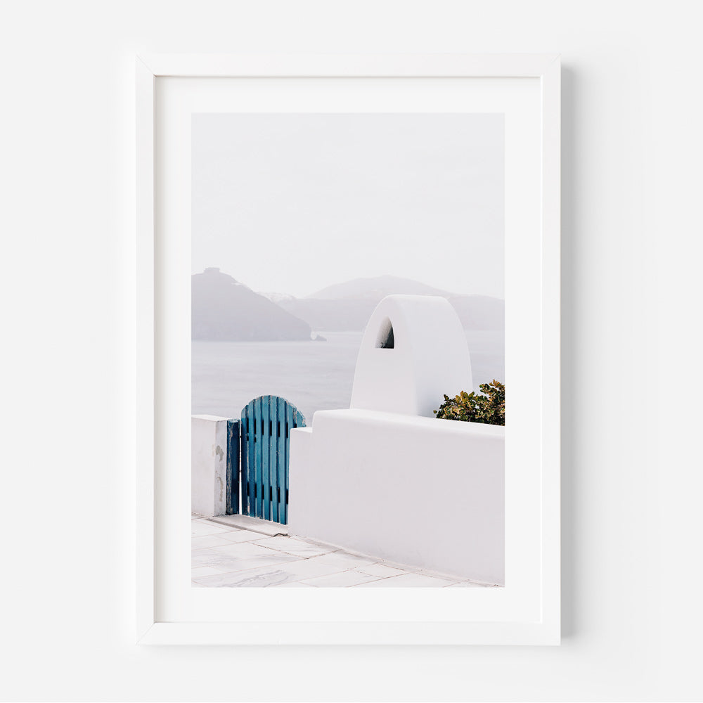 Blue Gate Santorini Art Print