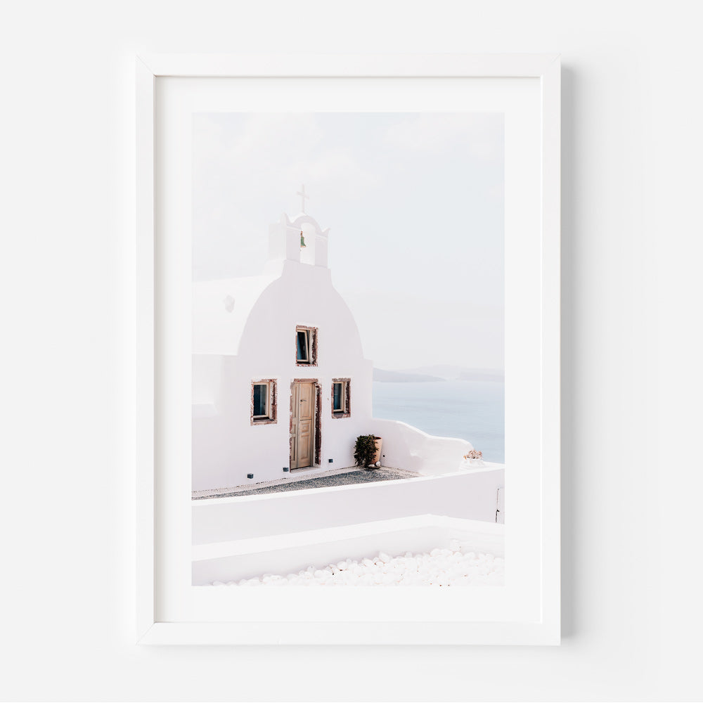 Faith and Sea Santorini Art Print