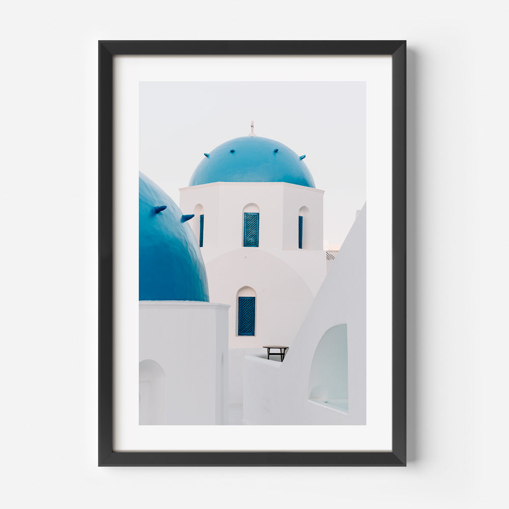 Blue and White Reverence Santorini Art Print