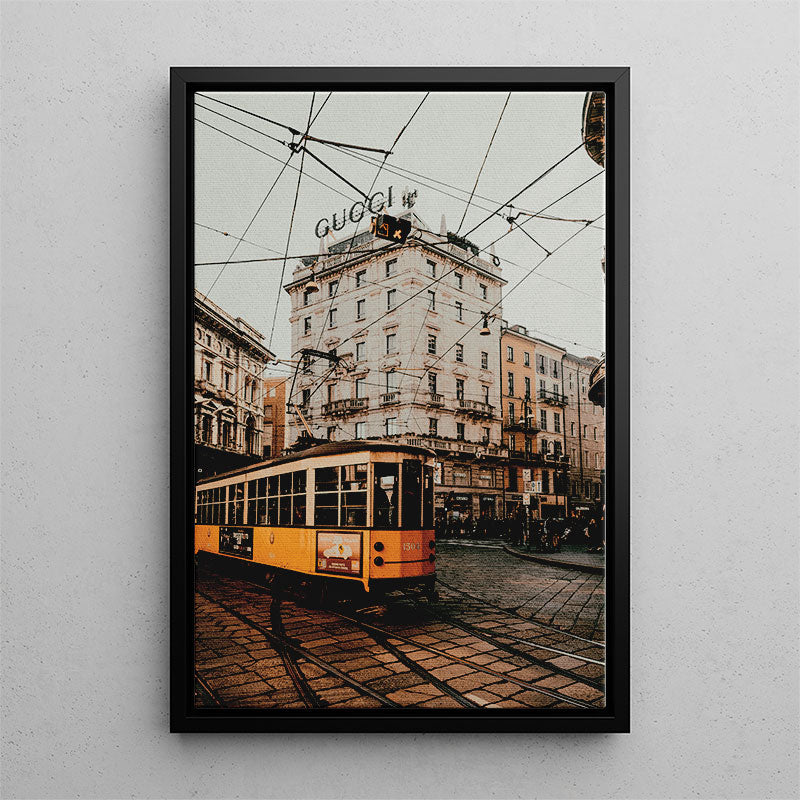 Yellow Tram Milan Canvas Art