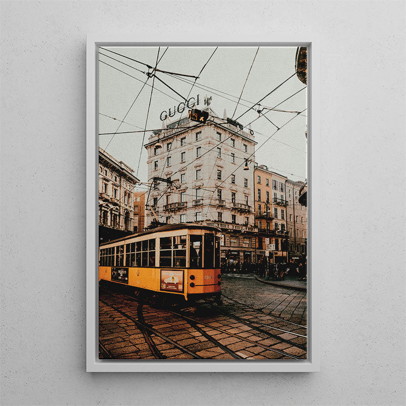 Yellow Tram Milan Canvas Art