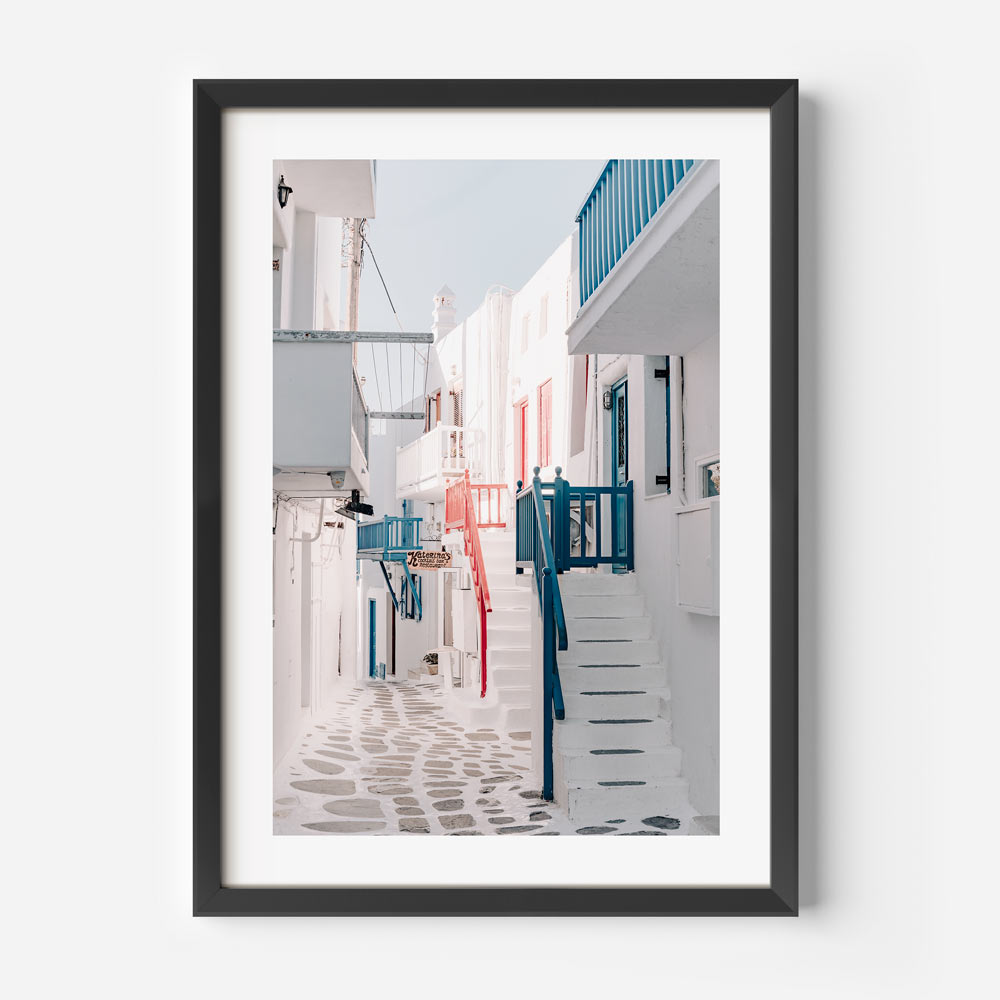 Sunny Downtown Mykonos Art Print
