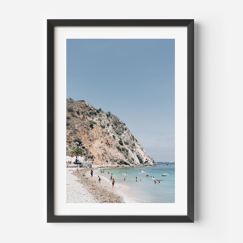 Wall art decor featuring lively Descanso Beach Club on Catalina Island, perfect for bringing summer vibes to your living room.