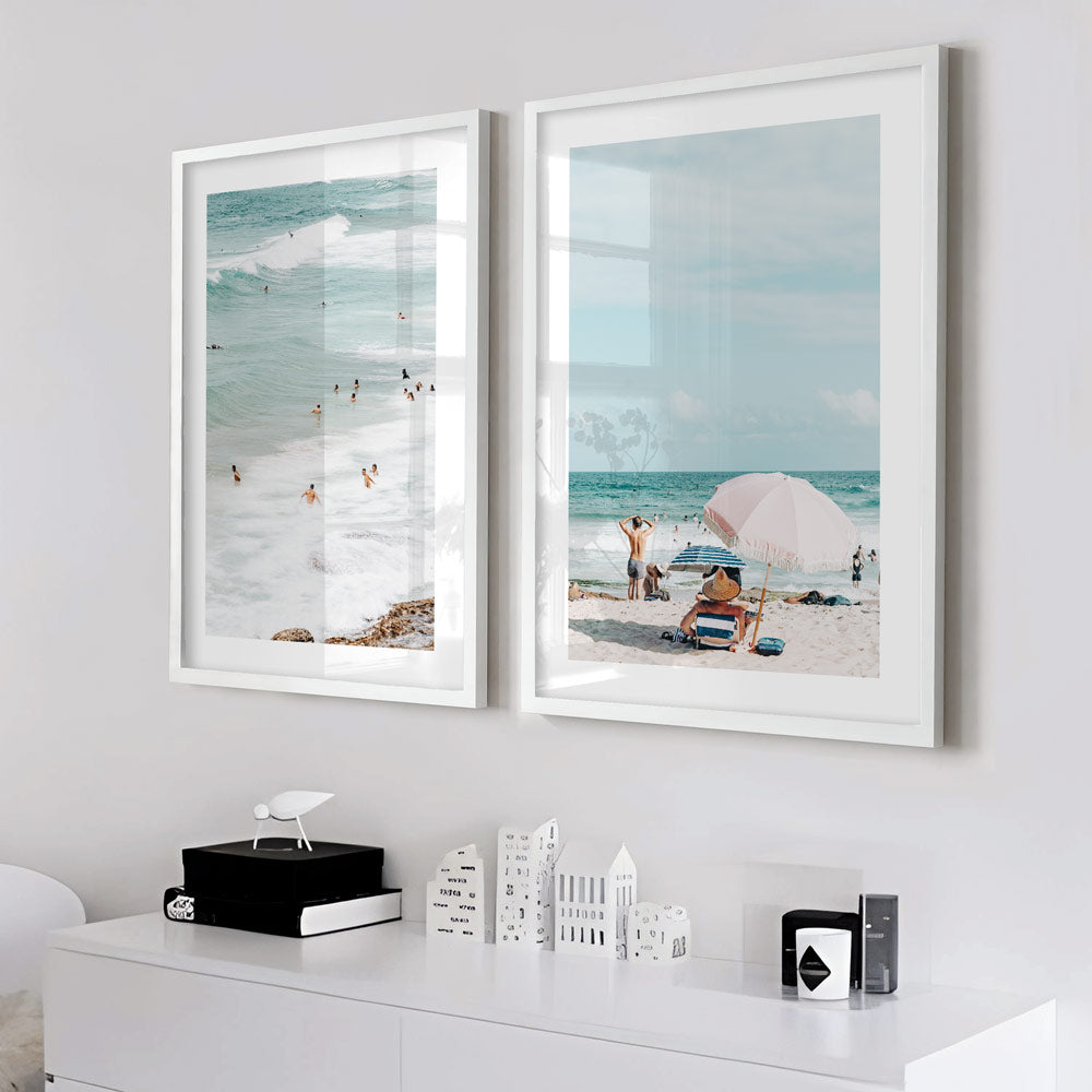 Pink Umbrella Maroubra Art Print