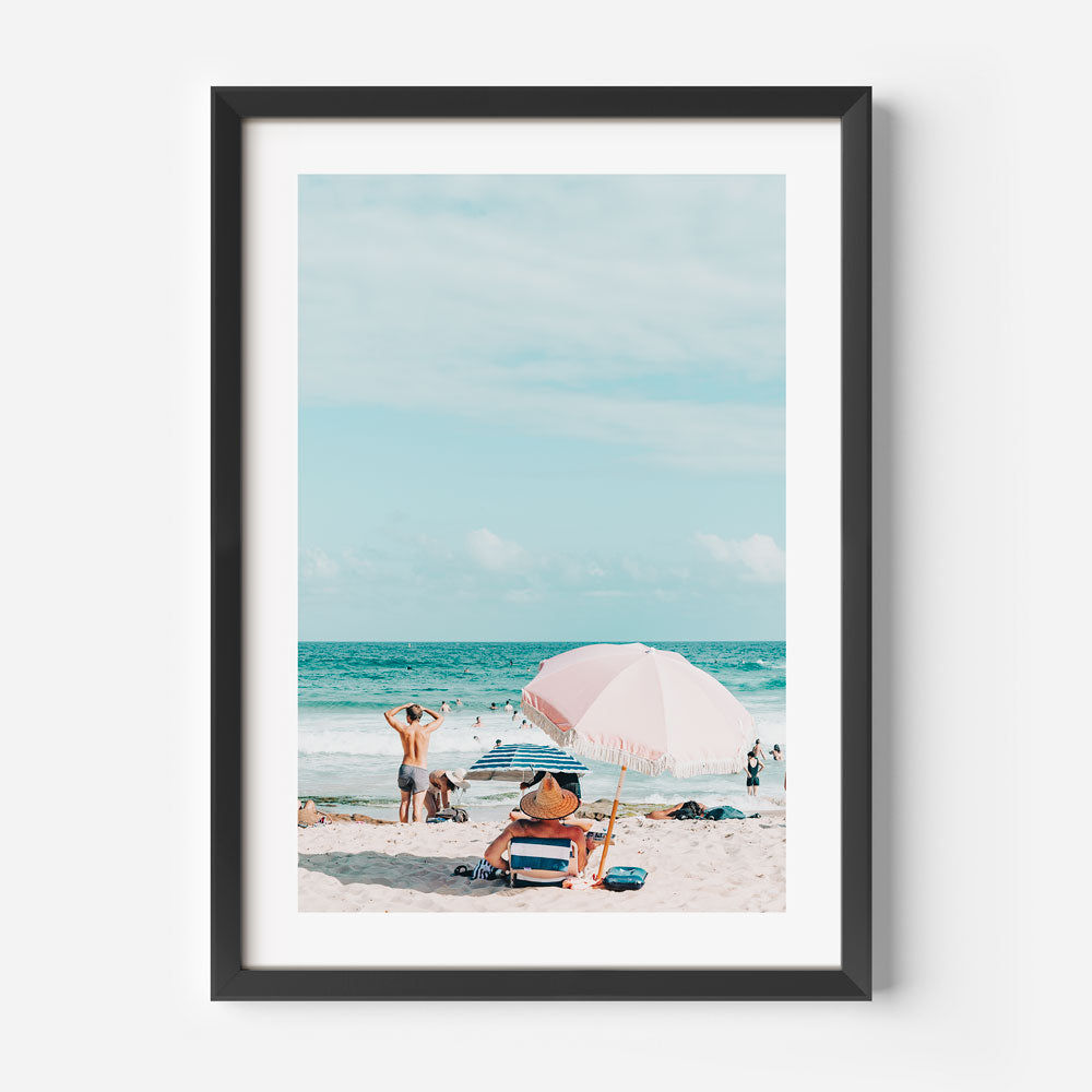Pink Umbrella Maroubra Art Print