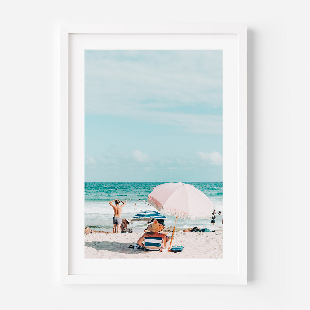 Pink Umbrella Maroubra Art Print