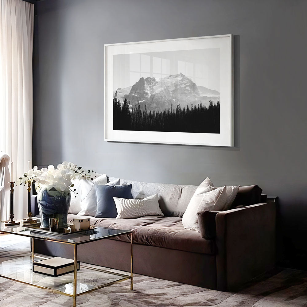 Black and white mountains in frame photo, Glacier at Joffre Lakes, British Columbia.