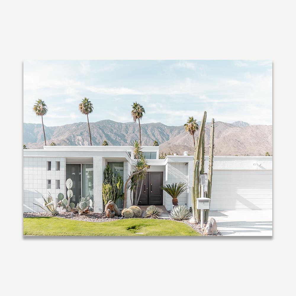 Enhance your decor with OblongShop's art of a black door at a midcentury home in Palm Springs.