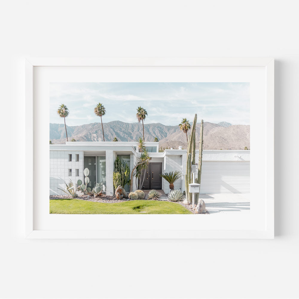 OblongShop's art of a black door at a midcentury home in Palm Springs, perfect for modern decor