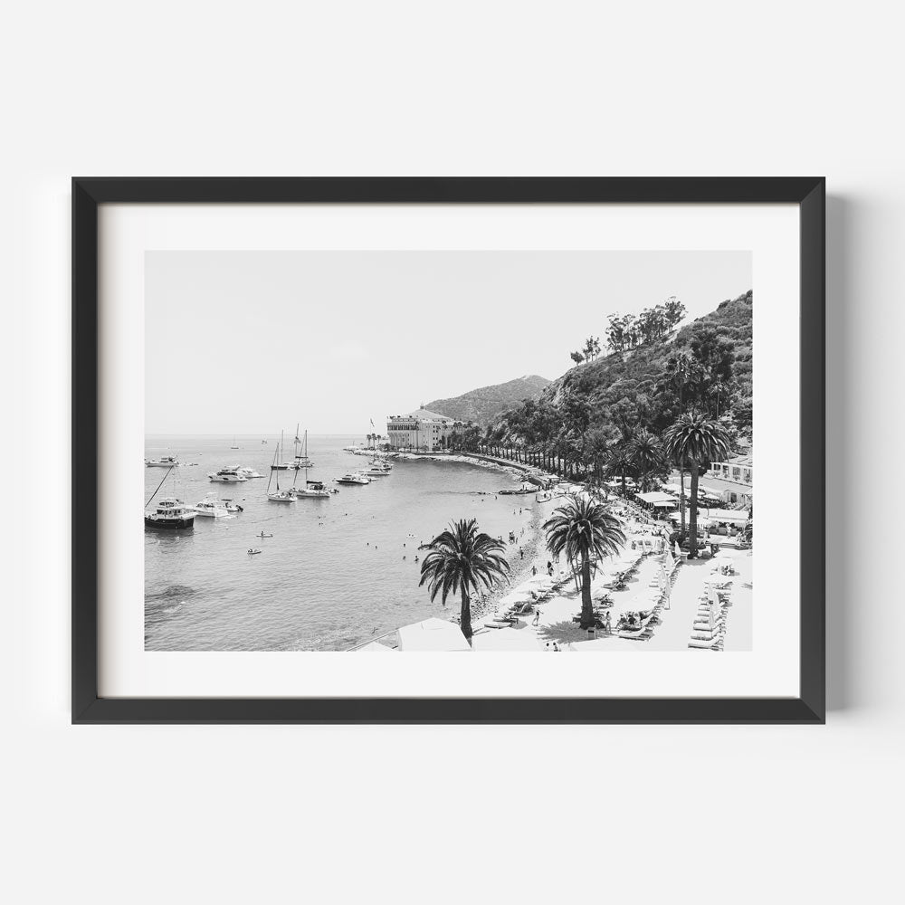 Catalina Island's Descanso Beach in black and white, great for framed art and home decor.