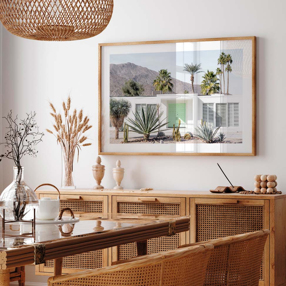 Stunning desert house in Palm Springs - wall artwork capturing the beauty of California's desert landscape.