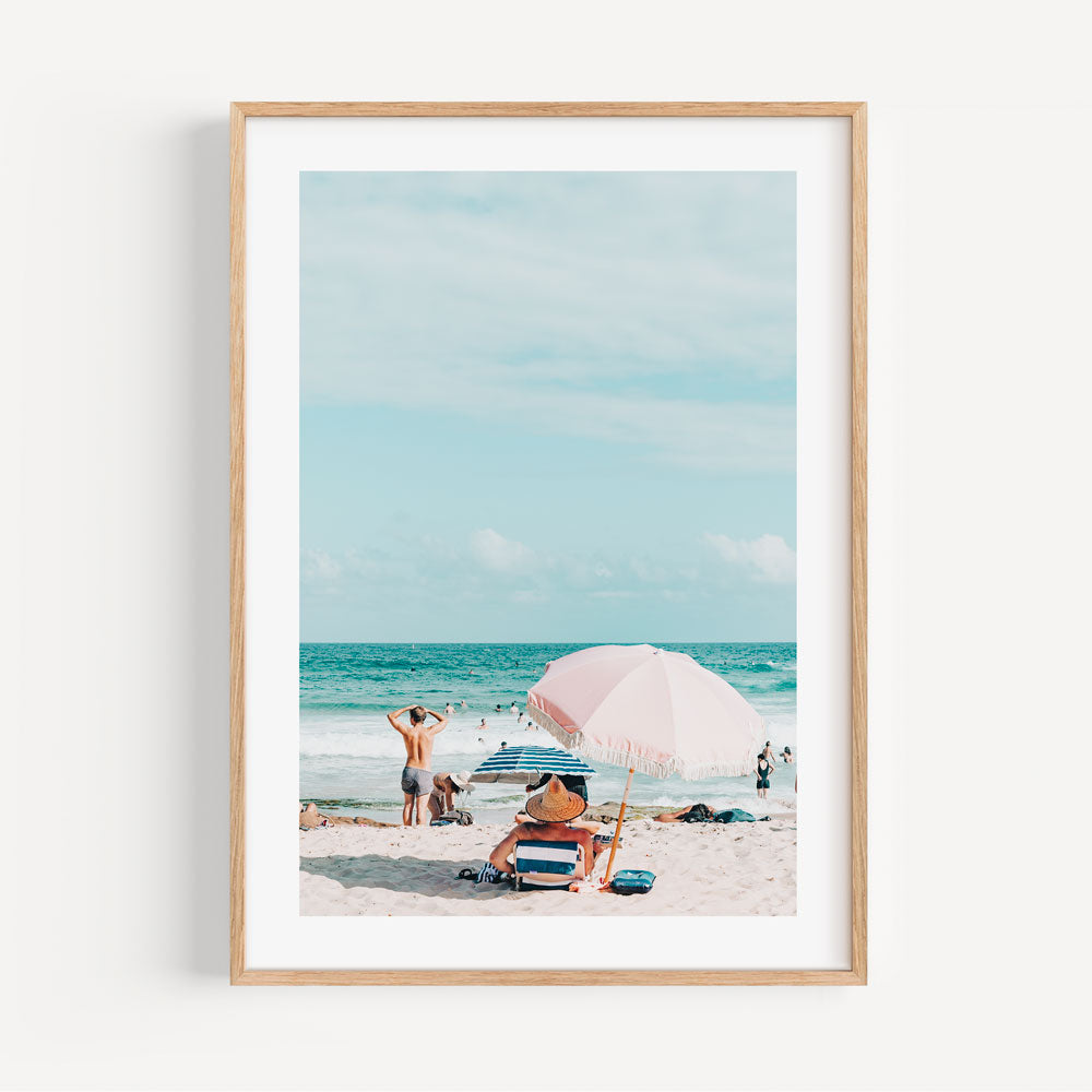 Pink Umbrella Maroubra Art Print