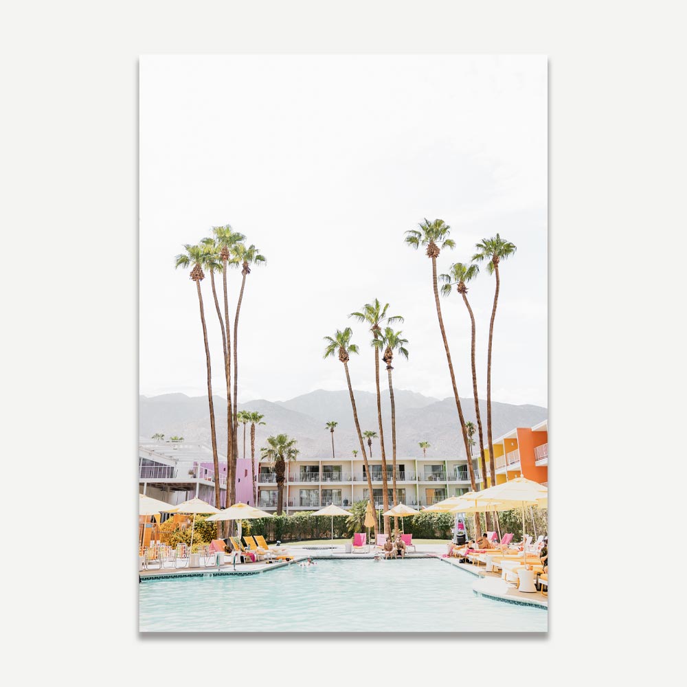 The view of swimming pool in summer at Saguaro Hotel in Palm Springs