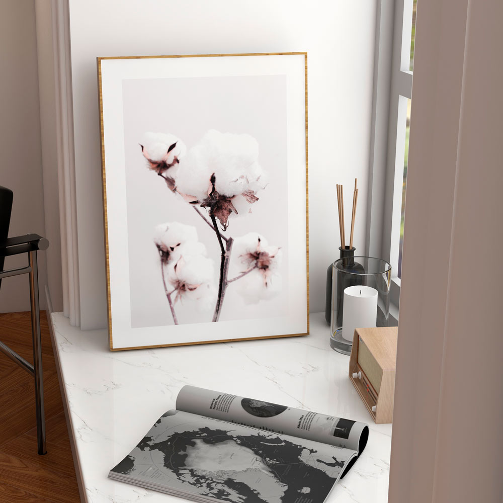Pink Cotton Flowers Art Print