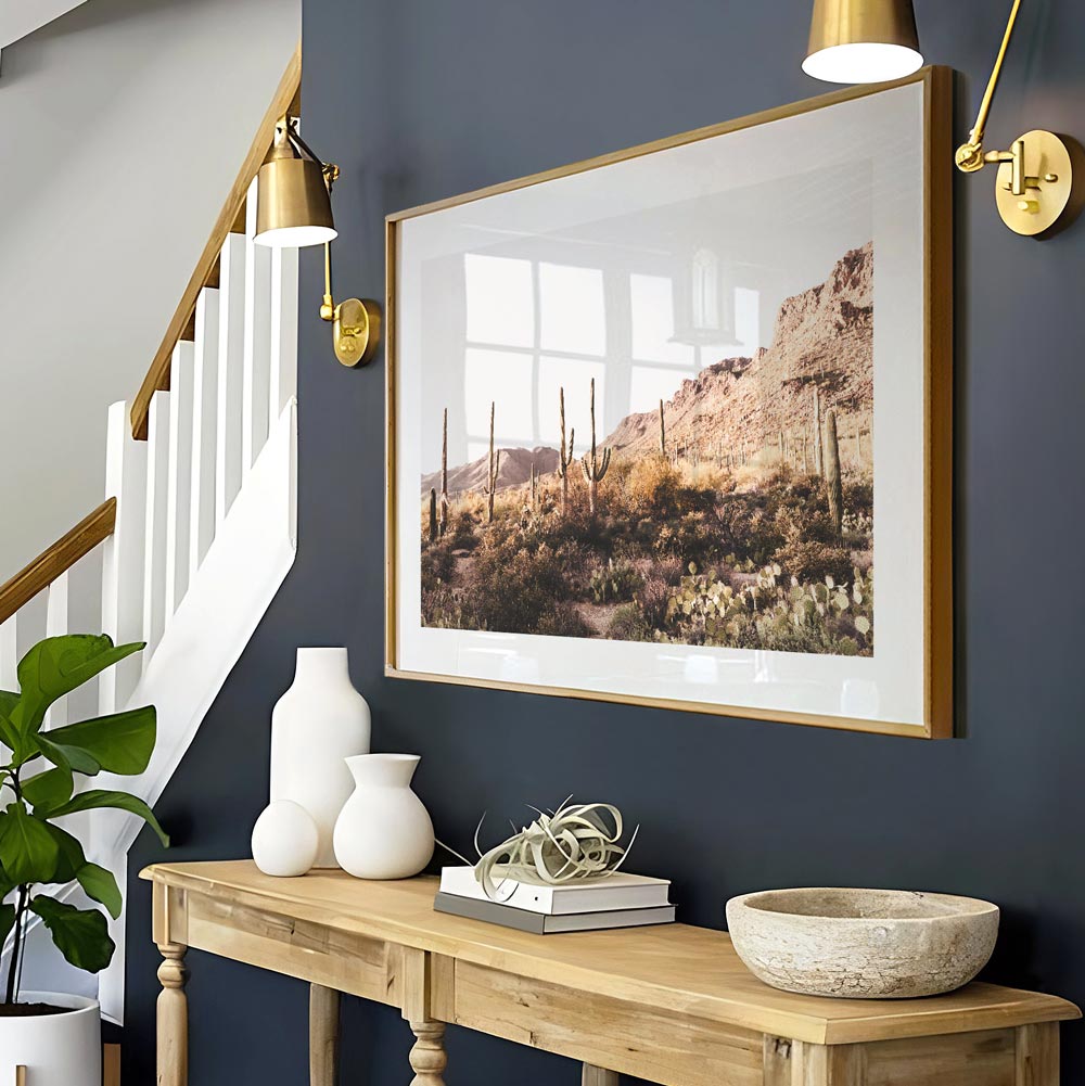 Wall art featuring a Saguaro desert landscape print from Saguaro National Park, Tucson.