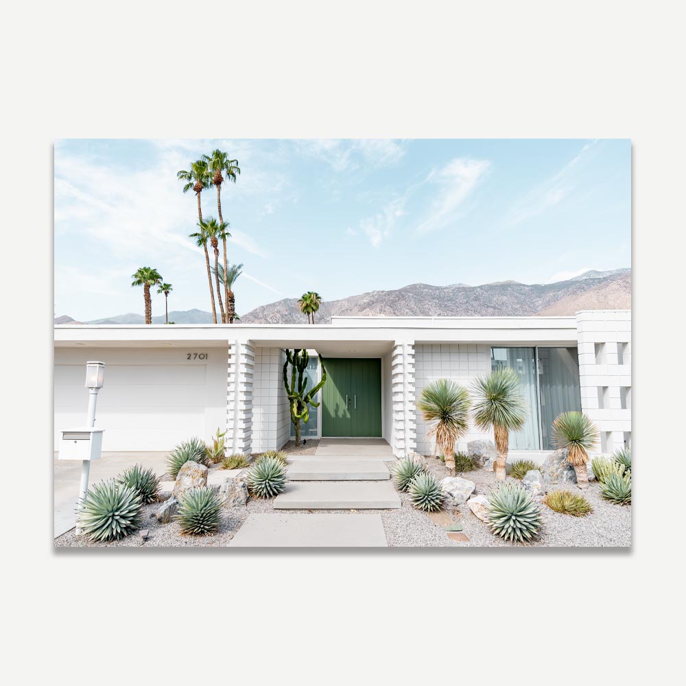 Mid Century modern home , cactus , palm trees , palm springs landscaping , palm springs , Indian Canyon