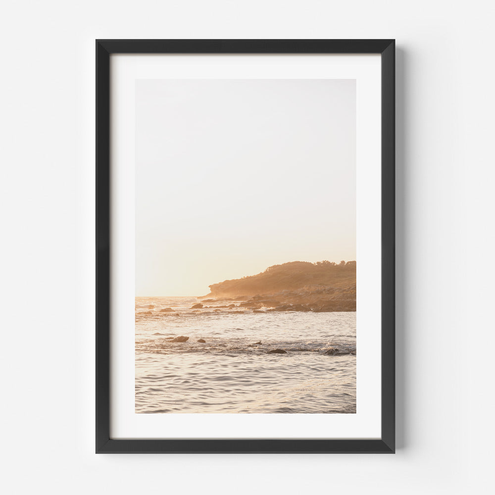 Nature art print capturing Maroubra Beach’s soft morning glow and peaceful ocean landscape